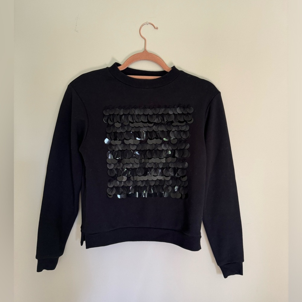 Whistles Black Sequin Long Sleeve Sweater Size XS
